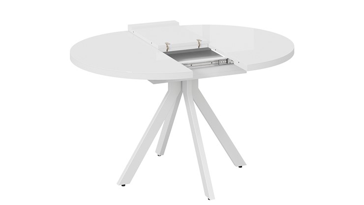 Кухонный раскладной стол Стокгольм Тип 1 (Белый муар/Стекло глянцевое белое) в Южно-Сахалинске - изображение 5