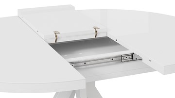 Кухонный раскладной стол Стокгольм Тип 1 (Белый муар/Стекло глянцевое белое) в Южно-Сахалинске - предосмотр 6