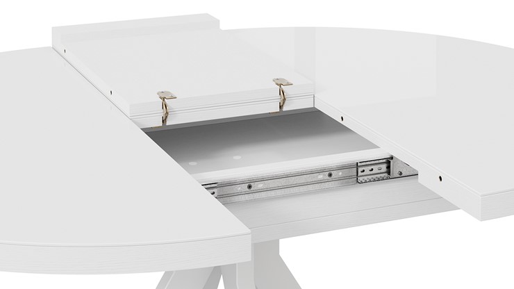 Кухонный раскладной стол Стокгольм Тип 1 (Белый муар/Стекло глянцевое белое) в Южно-Сахалинске - изображение 6