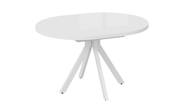 Кухонный раскладной стол Стокгольм Тип 1 (Белый муар/Стекло глянцевое белое) в Южно-Сахалинске - предосмотр 7