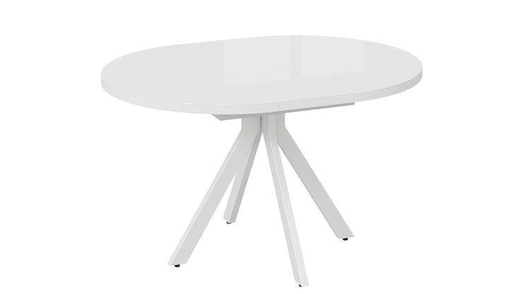 Кухонный раскладной стол Стокгольм Тип 1 (Белый муар/Стекло глянцевое белое) в Южно-Сахалинске - изображение 7