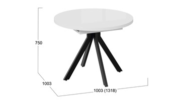 Кухонный стол раскладной Стокгольм Тип 1 (Черный муар/Стекло глянцевое белое) в Южно-Сахалинске - предосмотр 13