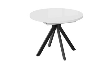 Кухонный стол раскладной Стокгольм Тип 1 (Черный муар/Стекло глянцевое белое) в Южно-Сахалинске - предосмотр 2