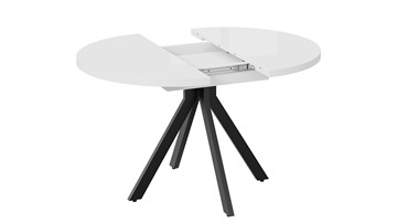 Кухонный стол раскладной Стокгольм Тип 1 (Черный муар/Стекло глянцевое белое) в Южно-Сахалинске - предосмотр 3