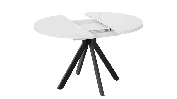Кухонный стол раскладной Стокгольм Тип 1 (Черный муар/Стекло глянцевое белое) в Южно-Сахалинске - изображение 3