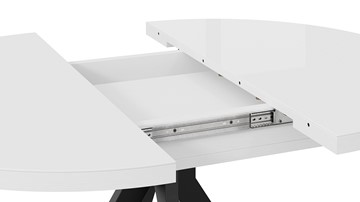 Кухонный стол раскладной Стокгольм Тип 1 (Черный муар/Стекло глянцевое белое) в Южно-Сахалинске - предосмотр 4