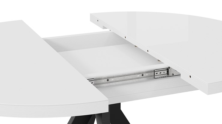 Кухонный стол раскладной Стокгольм Тип 1 (Черный муар/Стекло глянцевое белое) в Южно-Сахалинске - изображение 4
