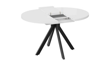 Кухонный стол раскладной Стокгольм Тип 1 (Черный муар/Стекло глянцевое белое) в Южно-Сахалинске - предосмотр 5