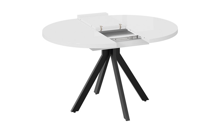 Кухонный стол раскладной Стокгольм Тип 1 (Черный муар/Стекло глянцевое белое) в Южно-Сахалинске - изображение 5