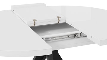 Кухонный стол раскладной Стокгольм Тип 1 (Черный муар/Стекло глянцевое белое) в Южно-Сахалинске - предосмотр 6