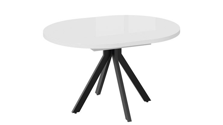 Кухонный стол раскладной Стокгольм Тип 1 (Черный муар/Стекло глянцевое белое) в Южно-Сахалинске - изображение 7