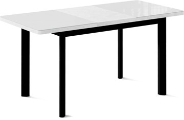 Обеденный раздвижной стол Токио-1G (ноги металлические черные, cтекло cristal/белый цемент) в Южно-Сахалинске - предосмотр 1