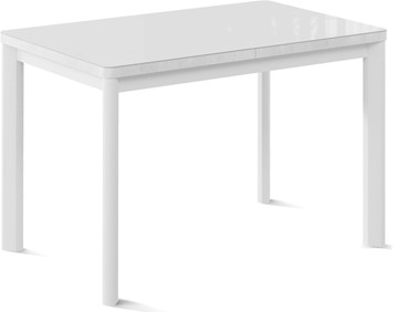 Обеденный раздвижной стол Токио-3G (ноги металлические белые, стекло cristal/белый цемент) в Южно-Сахалинске