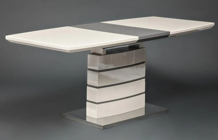 Кухонный раскладной стол WOLF ( mod. 8053-2 ) мдф high gloss/закаленное стекло, 120/160x80x76, слоновая кость/латте в Южно-Сахалинске - изображение 10