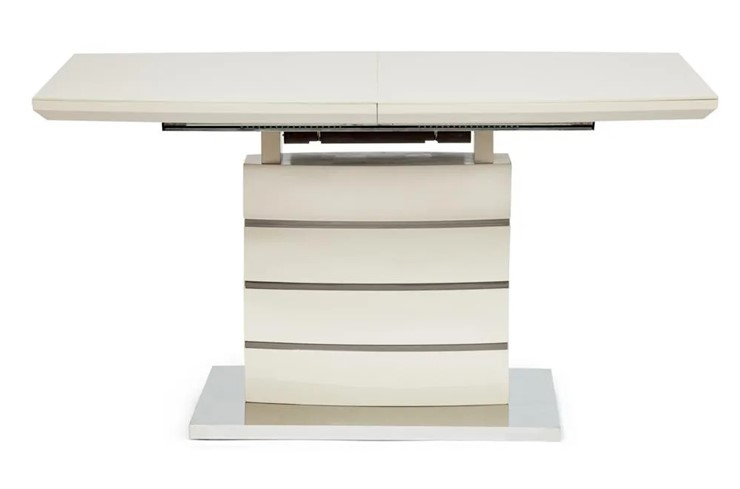 Кухонный раскладной стол WOLF ( mod. 8053-2 ) мдф high gloss/закаленное стекло, 120/160x80x76, слоновая кость/латте в Южно-Сахалинске - изображение 5