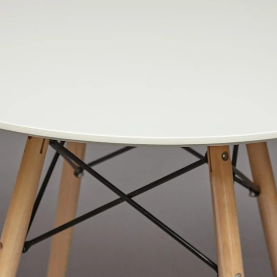 Обеденный стол CINDY NEXT, металл/мдф/бук, D80х75см, белый/натуральный арт.13067 в Южно-Сахалинске - изображение 2