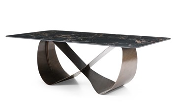 Кухонный обеденный стол DT9305FCI (240) черный керамика/бронзовый в Южно-Сахалинске - предосмотр
