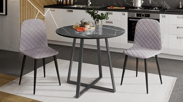 Обеденный стол Милан тип 1 (Серый муар, Стекло глянцевое серый мрамор) в Южно-Сахалинске - предосмотр 3
