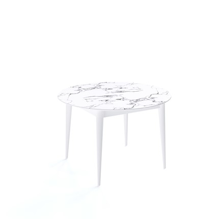 Кухонный стол раскладной Kenner W1200 (Белый/Мрамор белый) в Южно-Сахалинске - изображение