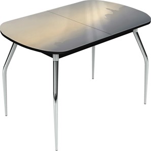 Обеденный раздвижной стол Ривьера исп.2 хром №5 (Exclusive h183/черный) в Южно-Сахалинске