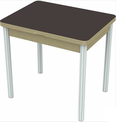Стол раздвижной Бари хром №6 (стекло коричневое/дуб выбеленный) в Южно-Сахалинске - изображение
