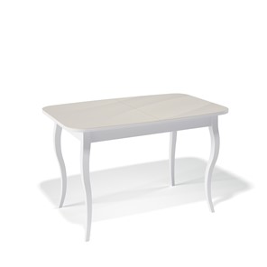 Кухонный стол раскладной Kenner 1200C (Белый/Стекло крем сатин) в Южно-Сахалинске - предосмотр