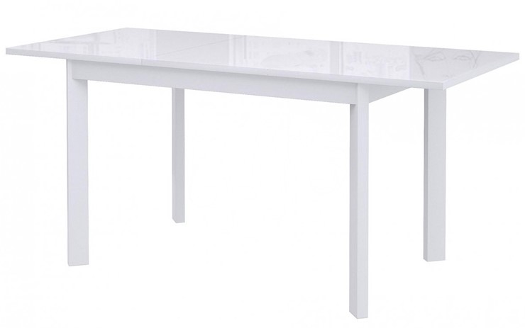 Кухонный раскладной стол Dikline Ls110, стекло белое/ножки белые в Южно-Сахалинске - изображение 1