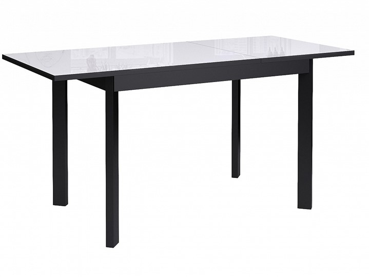 Кухонный стол раскладной Dikline Ls110, стекло белое/ножки черные в Южно-Сахалинске - изображение 1