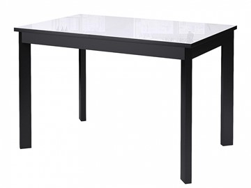 Кухонный стол раскладной Dikline Ls110, стекло белое/ножки черные в Южно-Сахалинске