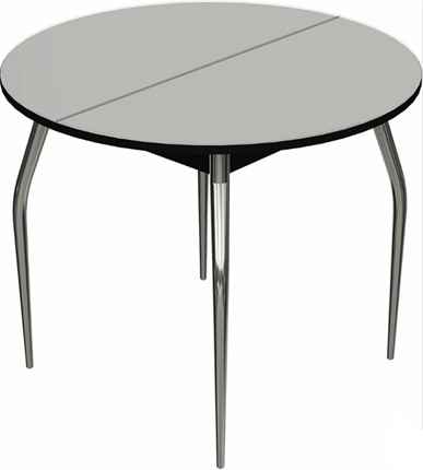 Кухонный стол раздвижной Ривьера исп. круг хром №5 (стекло белое/черный) в Южно-Сахалинске - изображение