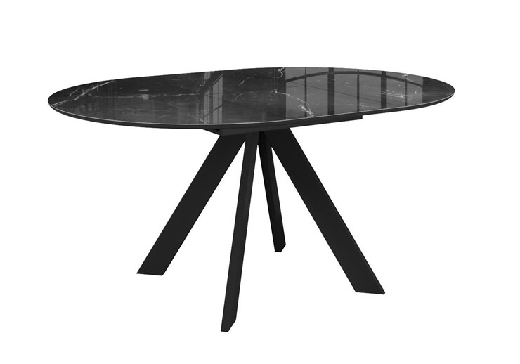 Стол на кухню раздвижной DikLine SFC110 d1100 стекло Оптивайт Черный мрамор/подстолье черное/опоры черные в Южно-Сахалинске - изображение 10