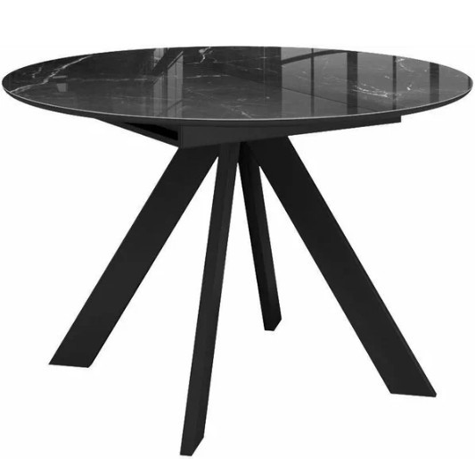 Стол на кухню раздвижной DikLine SFC110 d1100 стекло Оптивайт Черный мрамор/подстолье черное/опоры черные в Южно-Сахалинске - изображение 11