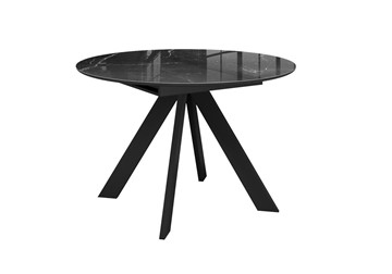 Стол на кухню раздвижной DikLine SFC110 d1100 стекло Оптивайт Черный мрамор/подстолье черное/опоры черные в Южно-Сахалинске - предосмотр 3