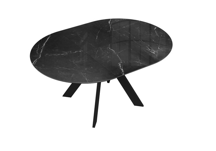 Стол на кухню раздвижной DikLine SFC110 d1100 стекло Оптивайт Черный мрамор/подстолье черное/опоры черные в Южно-Сахалинске - изображение 4