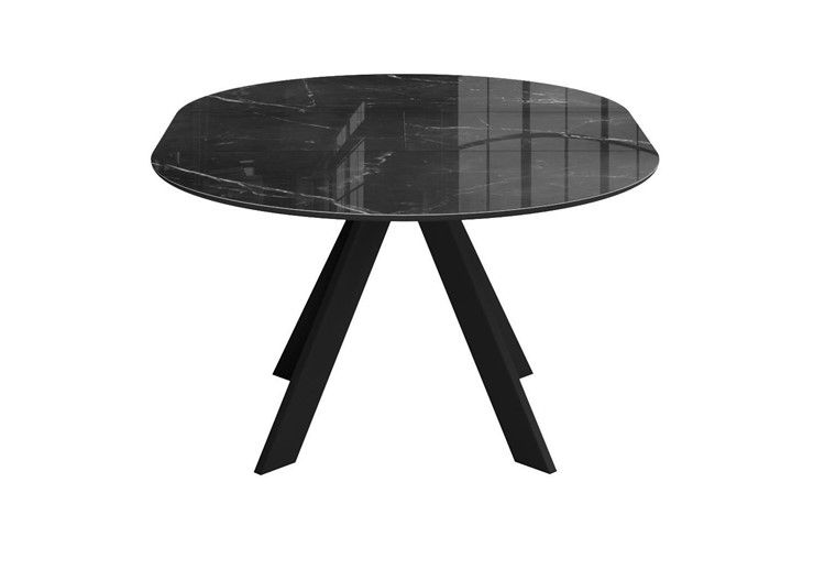 Стол на кухню раздвижной DikLine SFC110 d1100 стекло Оптивайт Черный мрамор/подстолье черное/опоры черные в Южно-Сахалинске - изображение 5
