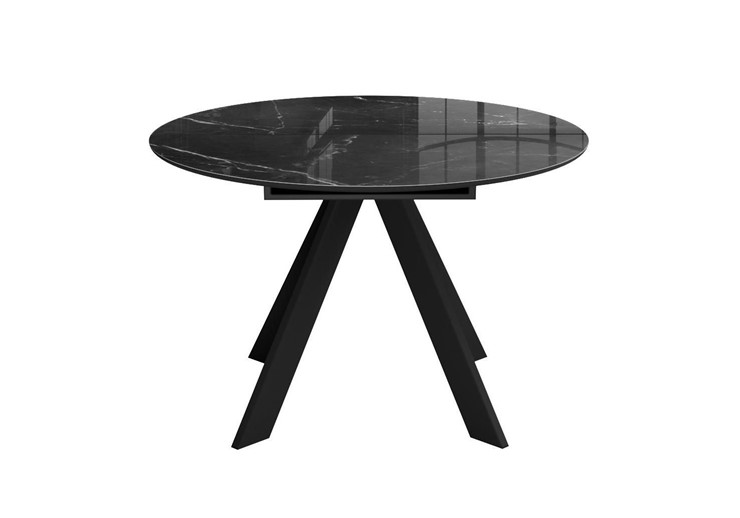 Стол на кухню раздвижной DikLine SFC110 d1100 стекло Оптивайт Черный мрамор/подстолье черное/опоры черные в Южно-Сахалинске - изображение 6