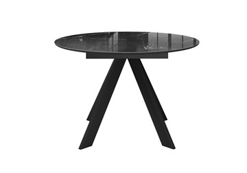 Стол на кухню раздвижной DikLine SFC110 d1100 стекло Оптивайт Черный мрамор/подстолье черное/опоры черные в Южно-Сахалинске - предосмотр 7