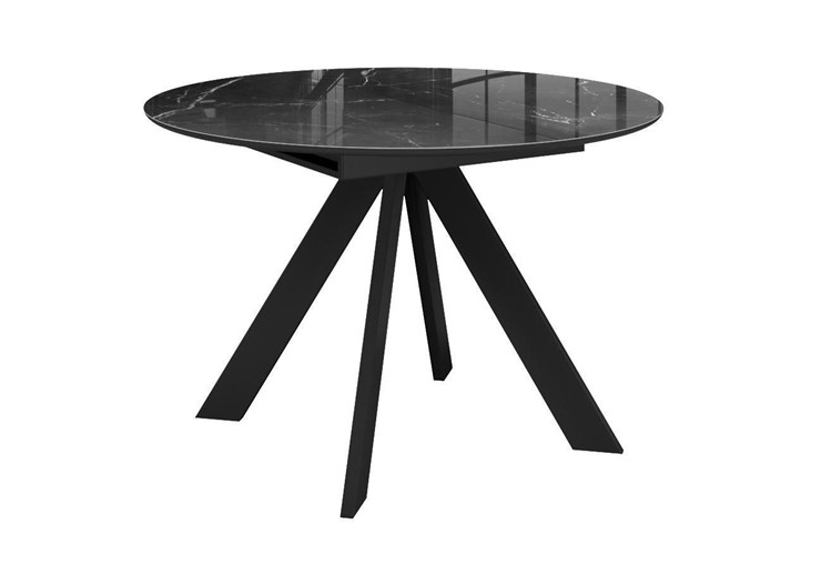 Стол на кухню раздвижной DikLine SFC110 d1100 стекло Оптивайт Черный мрамор/подстолье черное/опоры черные в Южно-Сахалинске - изображение 8