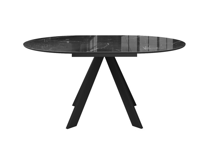 Стол на кухню раздвижной DikLine SFC110 d1100 стекло Оптивайт Черный мрамор/подстолье черное/опоры черные в Южно-Сахалинске - изображение 9
