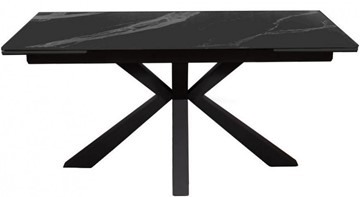 Стол на кухню раздвижной DikLine SFE140 Керамика Черный мрамор/подстолье черное/опоры черные (2 уп.) в Южно-Сахалинске - предосмотр 1