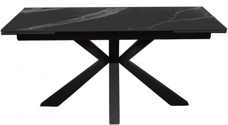Стол на кухню раздвижной DikLine SFE140 Керамика Черный мрамор/подстолье черное/опоры черные (2 уп.) в Южно-Сахалинске - изображение 1
