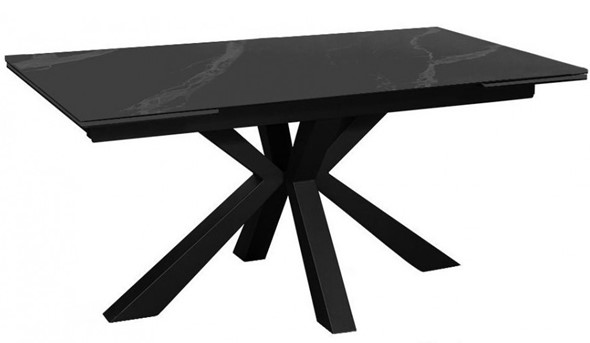 Стол на кухню раздвижной DikLine SFE140 Керамика Черный мрамор/подстолье черное/опоры черные (2 уп.) в Южно-Сахалинске - изображение