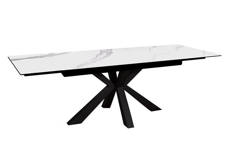 Стол на кухню раздвижной DikLine SFE160 Керамика Белый мрамор/подстолье черное/опоры черные (2 уп.) в Южно-Сахалинске - изображение 2