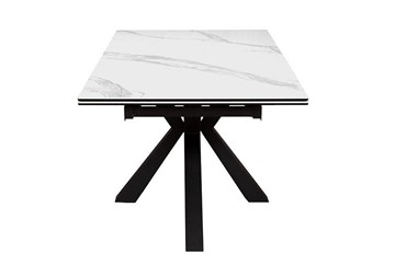 Стол на кухню раздвижной DikLine SFE160 Керамика Белый мрамор/подстолье черное/опоры черные (2 уп.) в Южно-Сахалинске - предосмотр 3