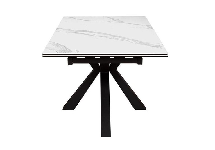 Стол на кухню раздвижной DikLine SFE160 Керамика Белый мрамор/подстолье черное/опоры черные (2 уп.) в Южно-Сахалинске - изображение 3