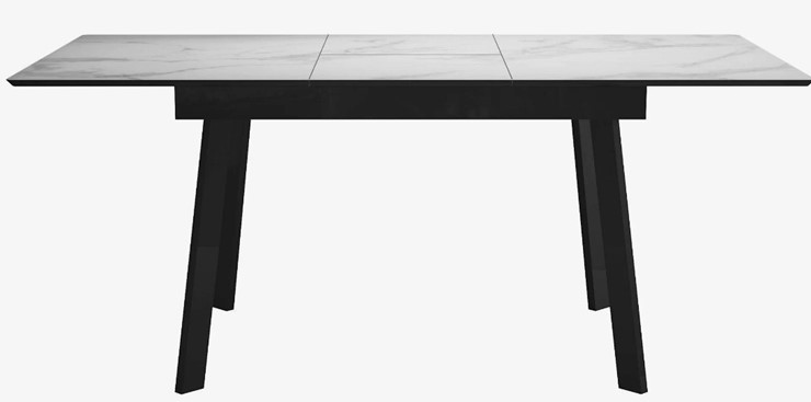 Стол обеденный раздвижной DikLine SFH125 стекло Оптивайт Белый мрамор/подстолье черное в Южно-Сахалинске - изображение 4