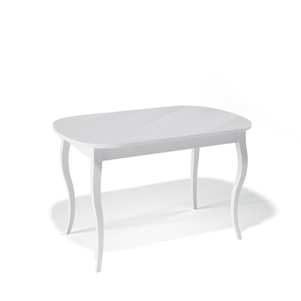 Обеденный раздвижной стол Kenner 1300C (Белый/Стекло белое глянец) в Южно-Сахалинске - изображение