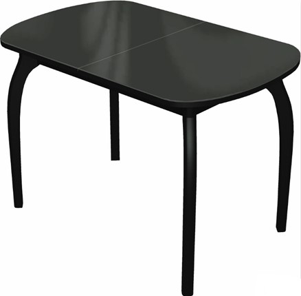Обеденный раздвижной стол Ривьера исп.1 дерево №1 (стекло черное/черный) в Южно-Сахалинске - изображение