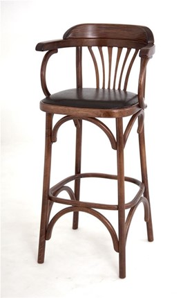 Барный стул 750 мягкий (средний тон, экокожа коричневая) в Южно-Сахалинске - изображение