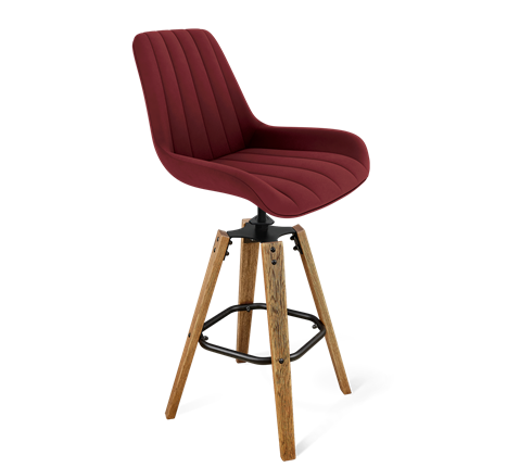 Барный стул SHT-ST37 / SHT-S93 (рубиновое вино/браш.коричневый/черный муар) в Южно-Сахалинске - изображение